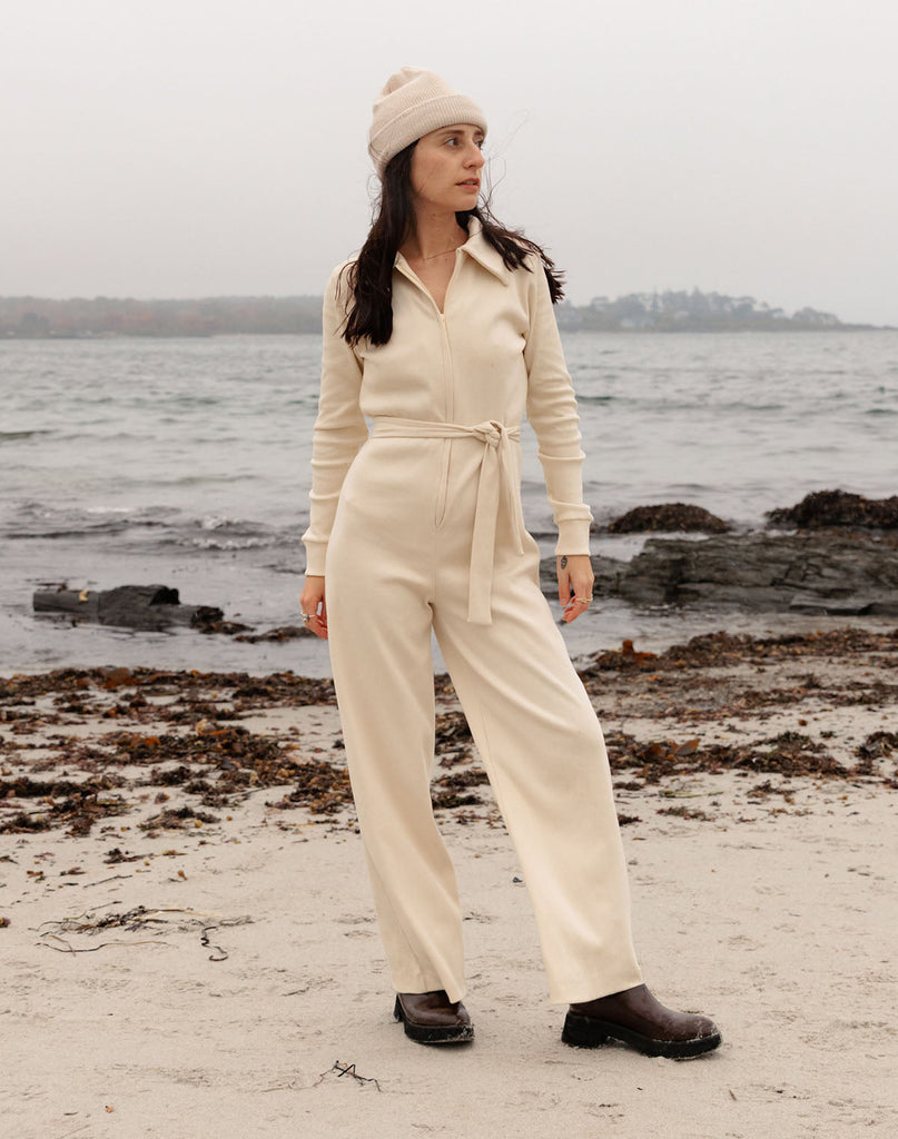 Noble Adult Rib Jumpsuit - Oat Milk