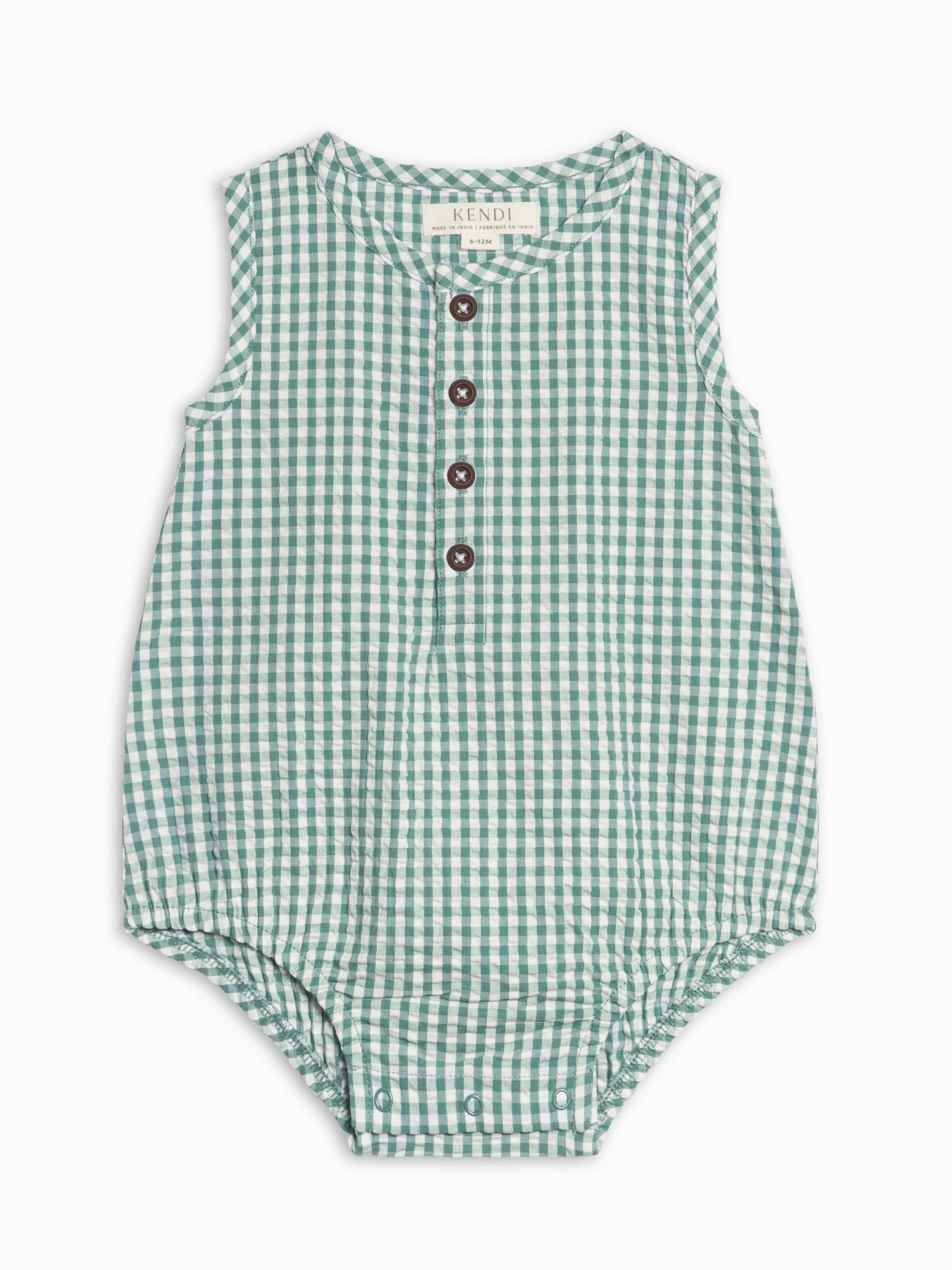 Colored Organics - Wren Seersucker Bubble Romper - Laguna Gingham