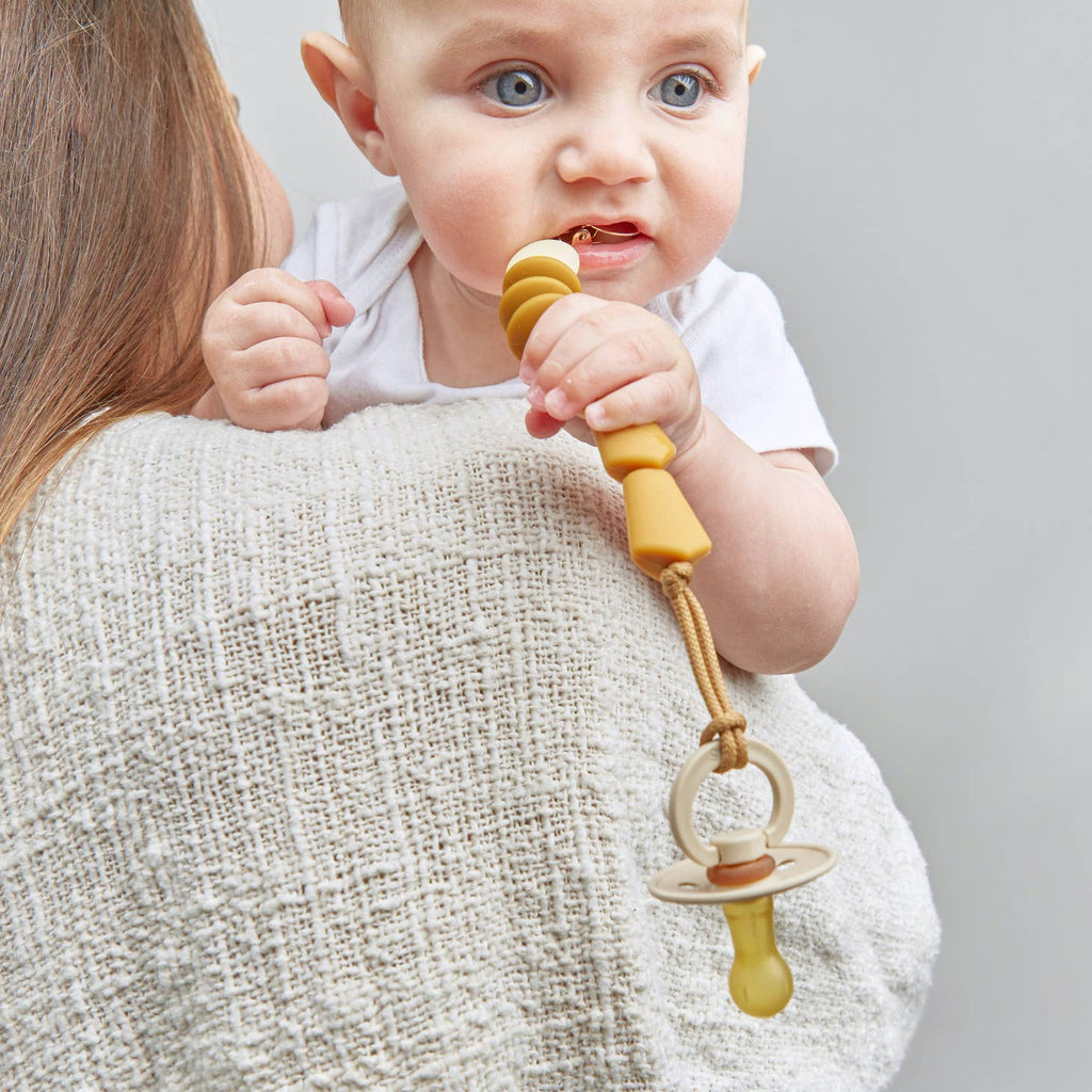 January Moon Pacifier Clip - Honey