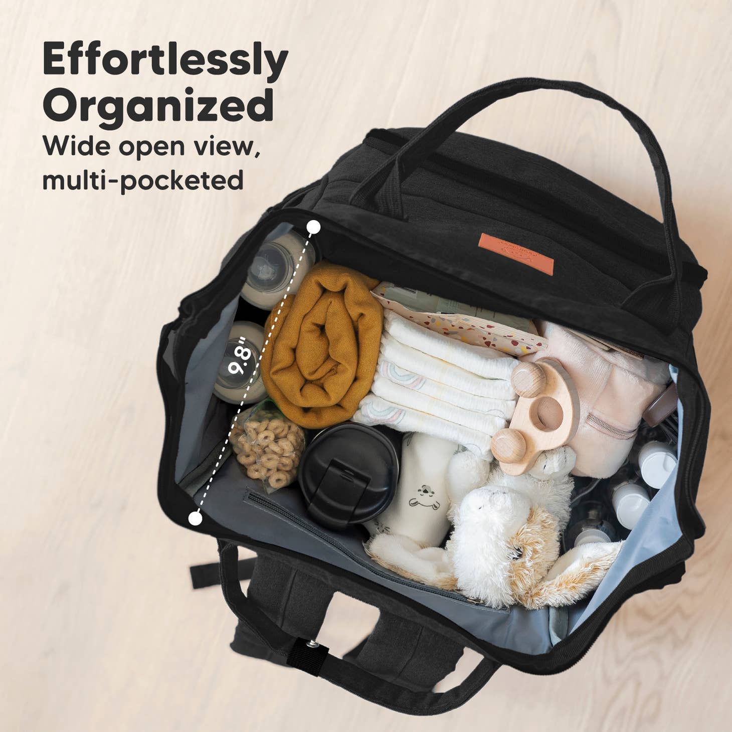 KeaBabies Original Diaper Bag Backpack with Changing Pad - Trendy Black