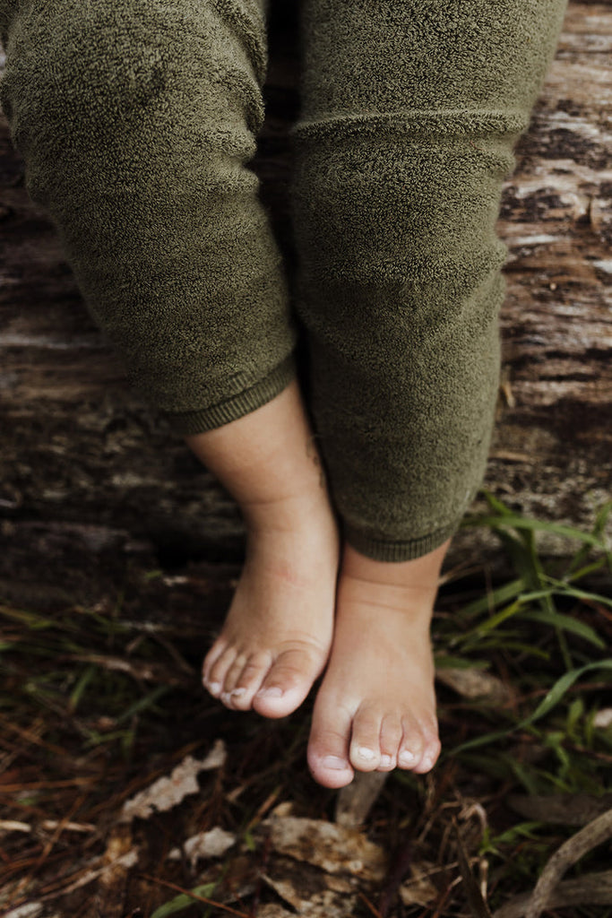 Silly Silas Baby Teddy Footless Cotton Tights - Olive