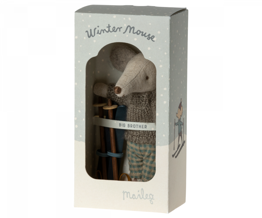 Maileg Winter Mouse with Ski Set - Big Brother