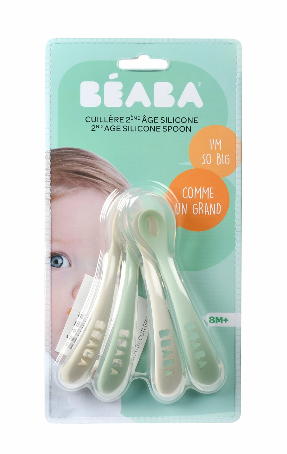 Beaba Toddler's Self-Feeding Spoons - Set of 4- Sage
