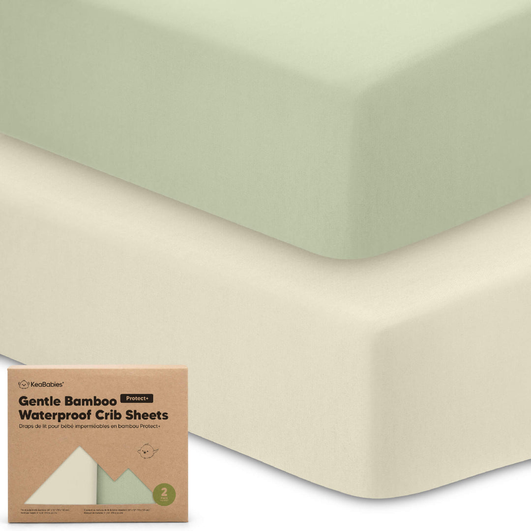 KeaBabie 2-Pack Waterproof  Crib Sheet - Sage