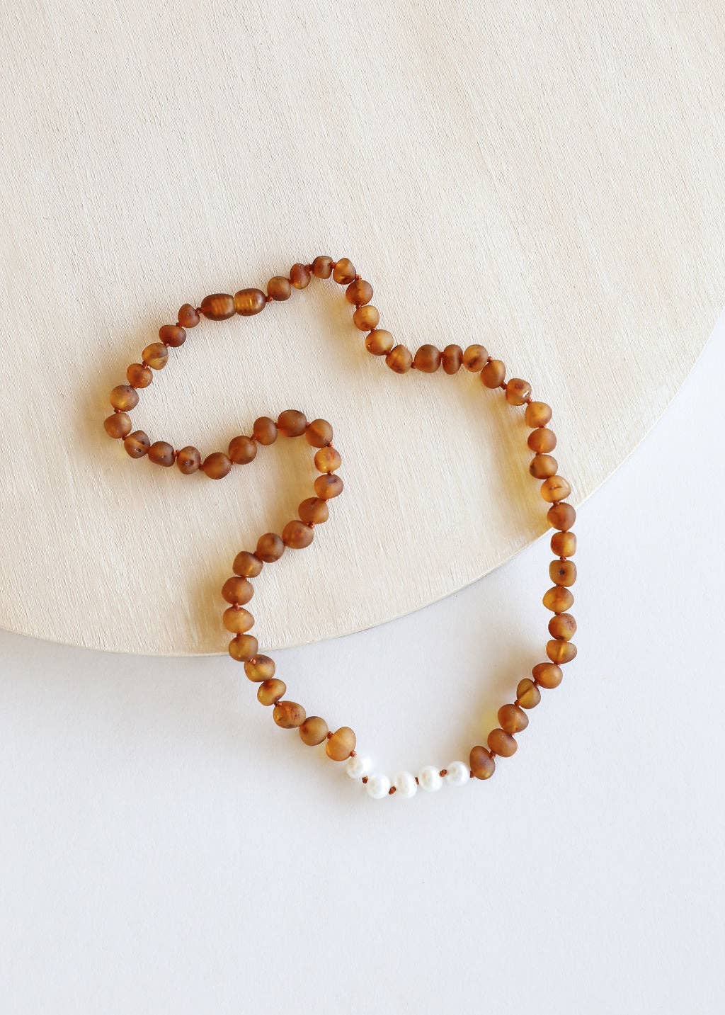 CanyonLeaf - Raw Cognac Baltic Amber + Pearls || Necklace