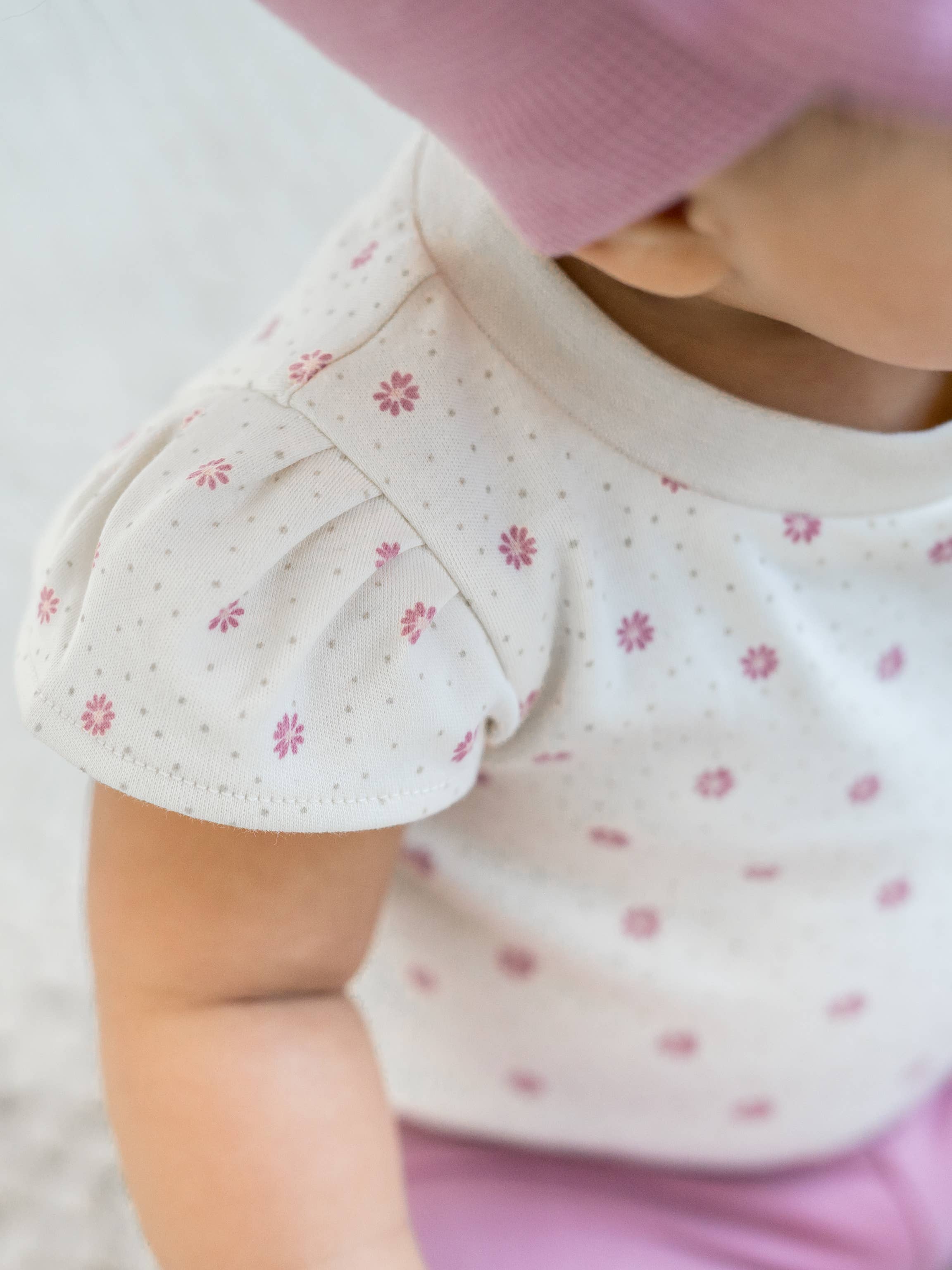 Colored Organics - Organic Pearl Petal Sleeve Bodysuit - Carla Floral / Punch