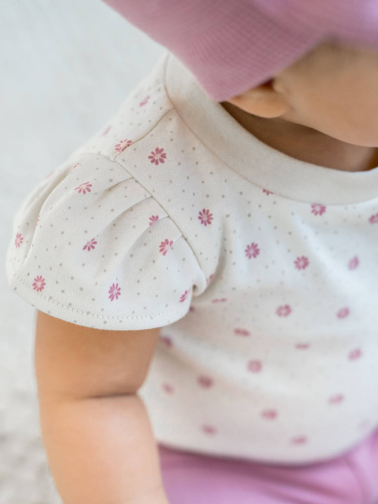 Colored Organics - Organic Pearl Petal Sleeve Bodysuit - Carla Floral / Punch