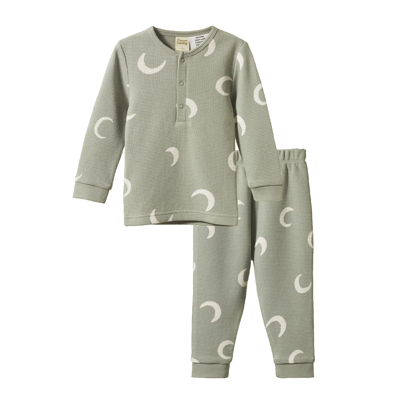 Nature Baby - 2Pc Long Sleeve Waffle Pyjamas - Crescent