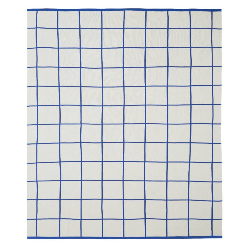 Sophie Home Cotton Knit Throw Blanket - Cobalt Grid