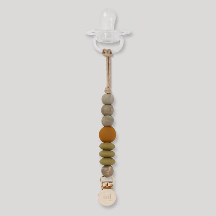 January Moon Mini Pacifier Clip - Saddle