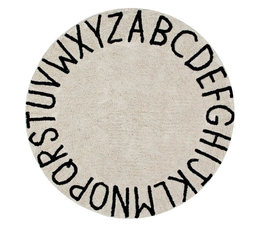 Lorena Canals Washable Rug Round ABC Natural Black