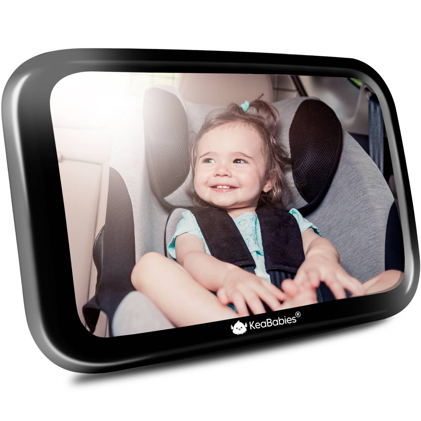 KeaBabies Baby Car Seat Mirror - Sleek Black