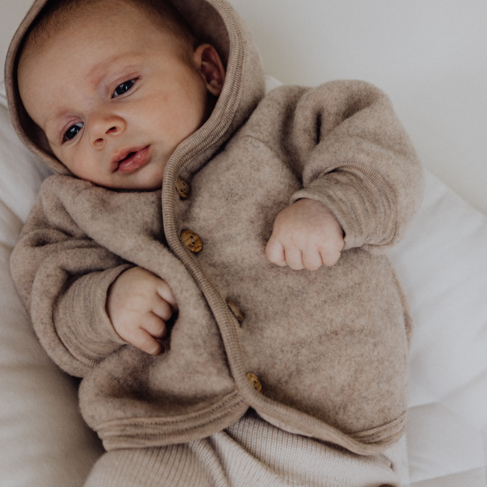 Engel Hooded Jacket with Wooden Buttons - Walnut