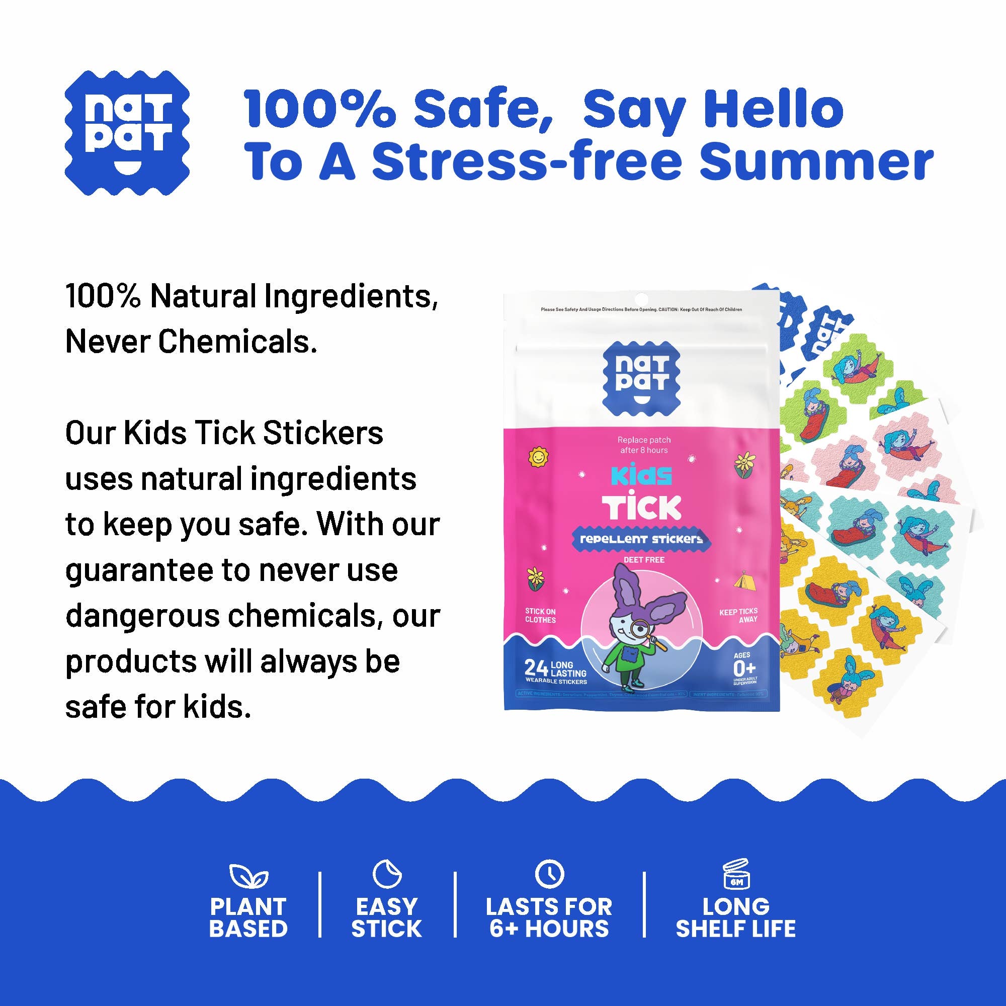 NATPAT Trailpatch - Tick Repellent Stickers for Kids
