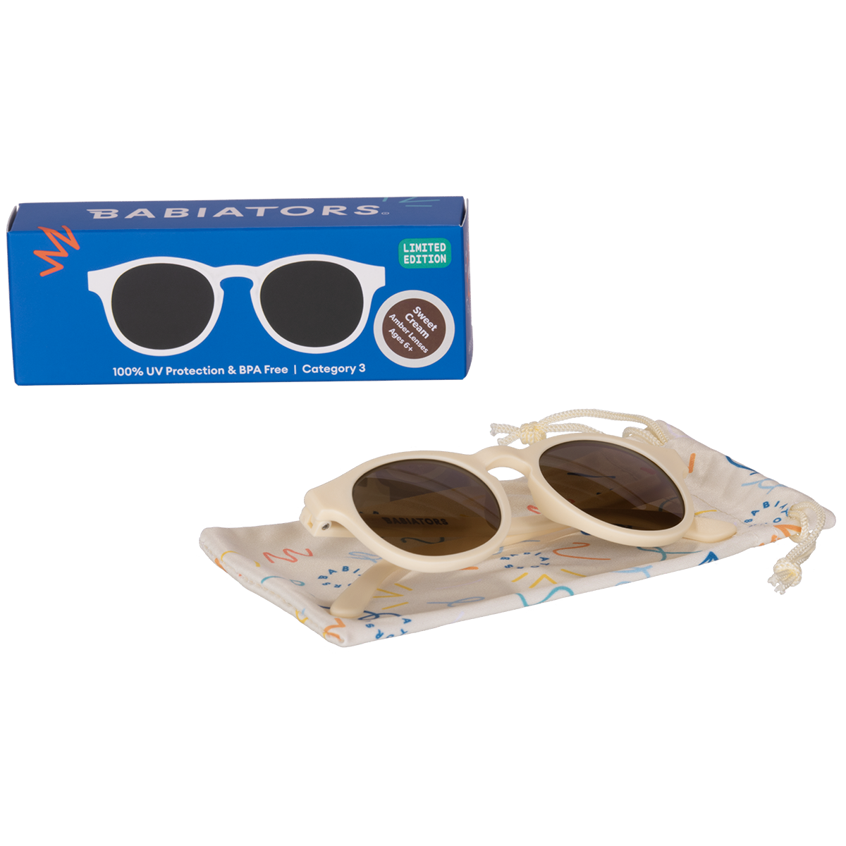 Babiators - Baby &  Kids Sweet Cream Keyhole Sunglasses with Amber Lens