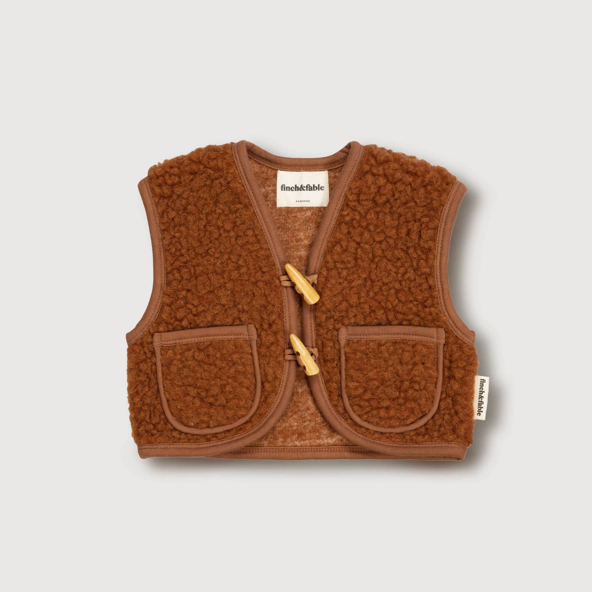 Finch & Fable - Wool Sherpa Vest - Chestnut