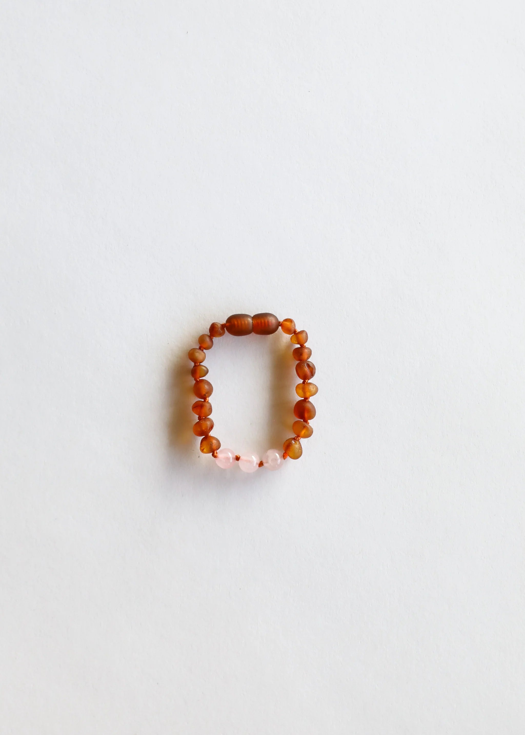 CanyonLeaf -Raw Cognac Baltic Amber and Rose Quarts Anklet or Bracelet