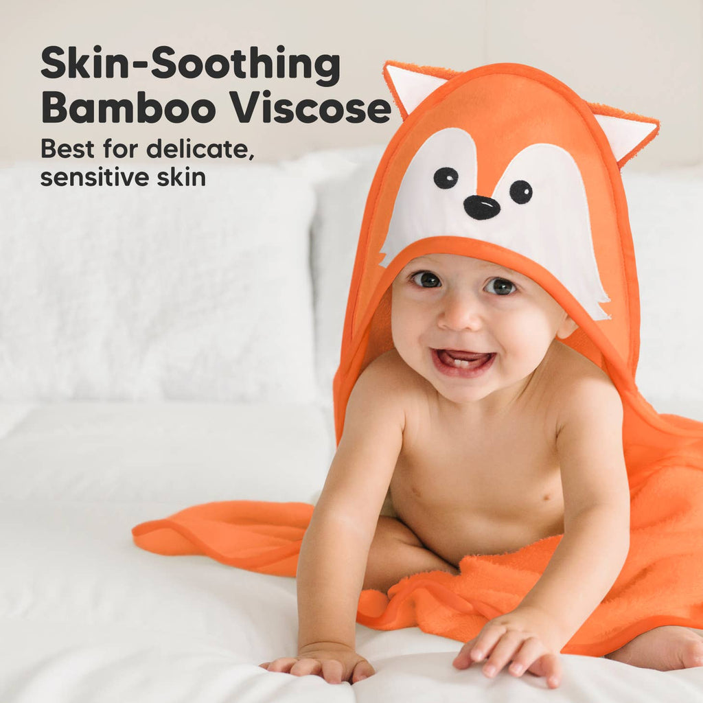 KeaBabies Cuddle Baby Hooded Towel - Fox