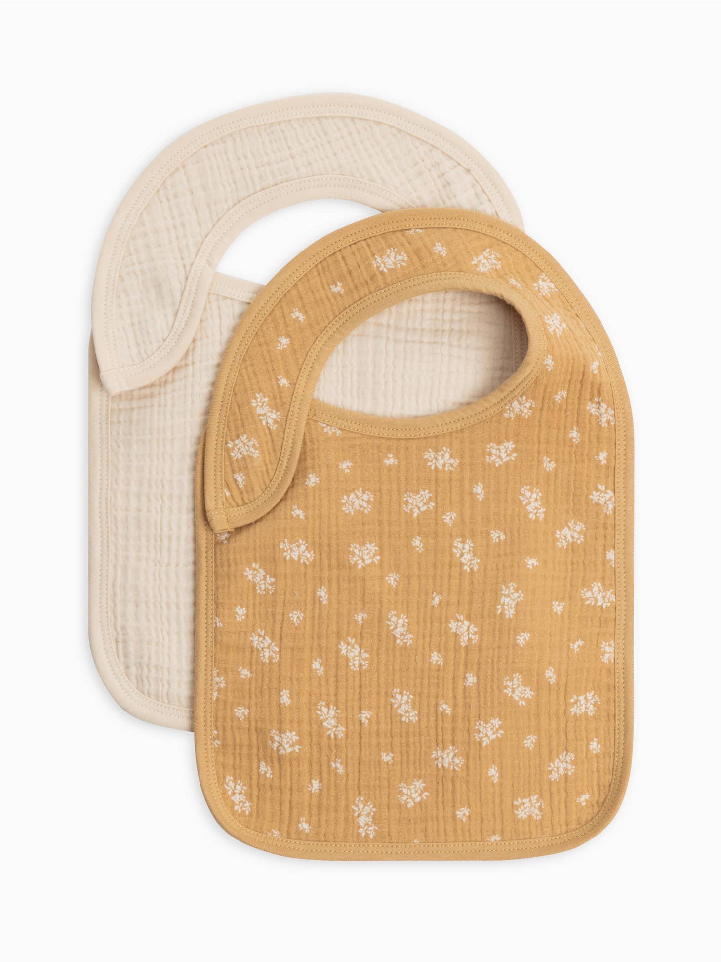 Colored Organics Muslin Bib Set - Honeysuckle + Natural