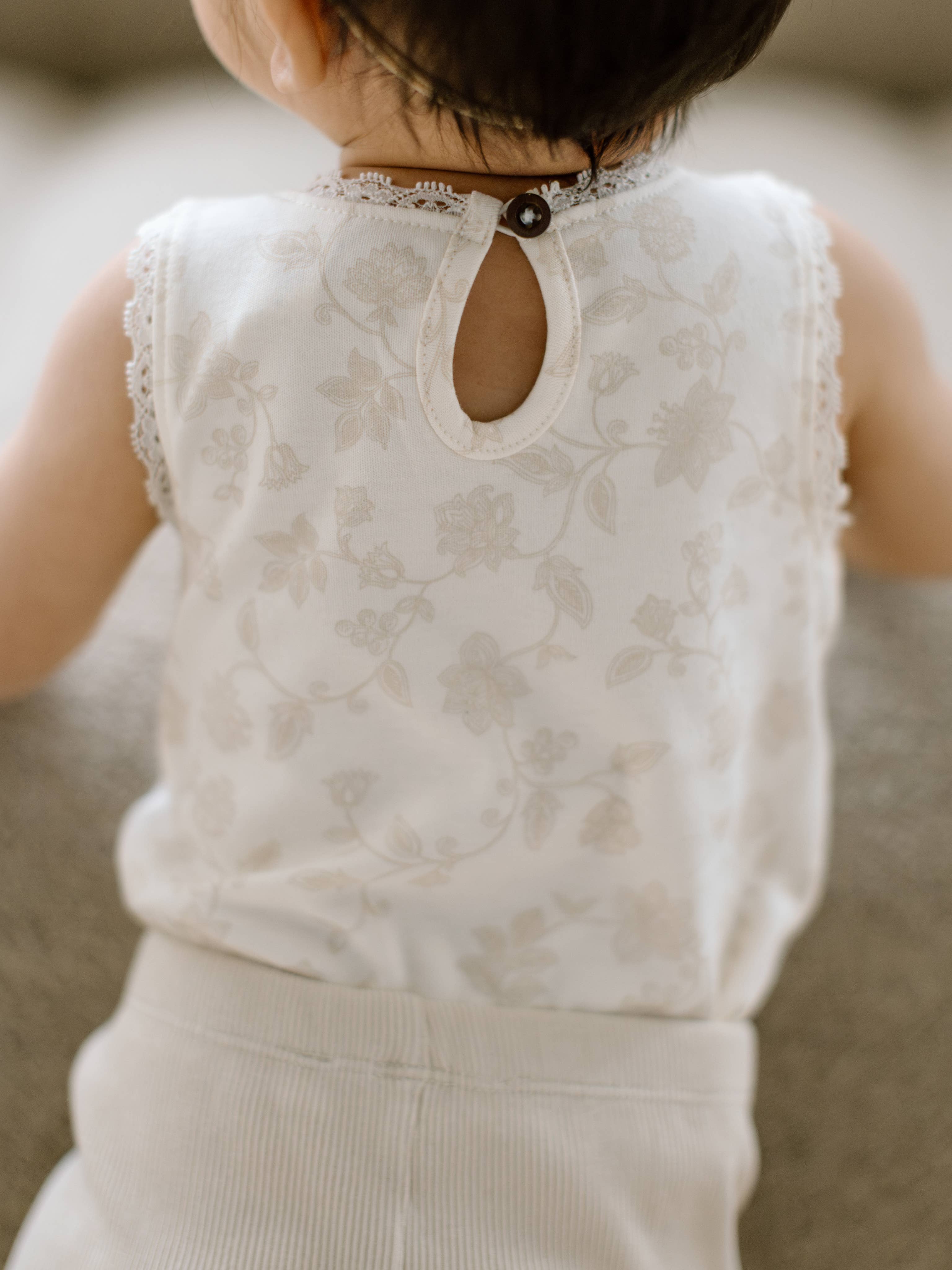 Colored Organics - Organic Baby & Kids Selene Lace Tank - Aria Floral / Beige