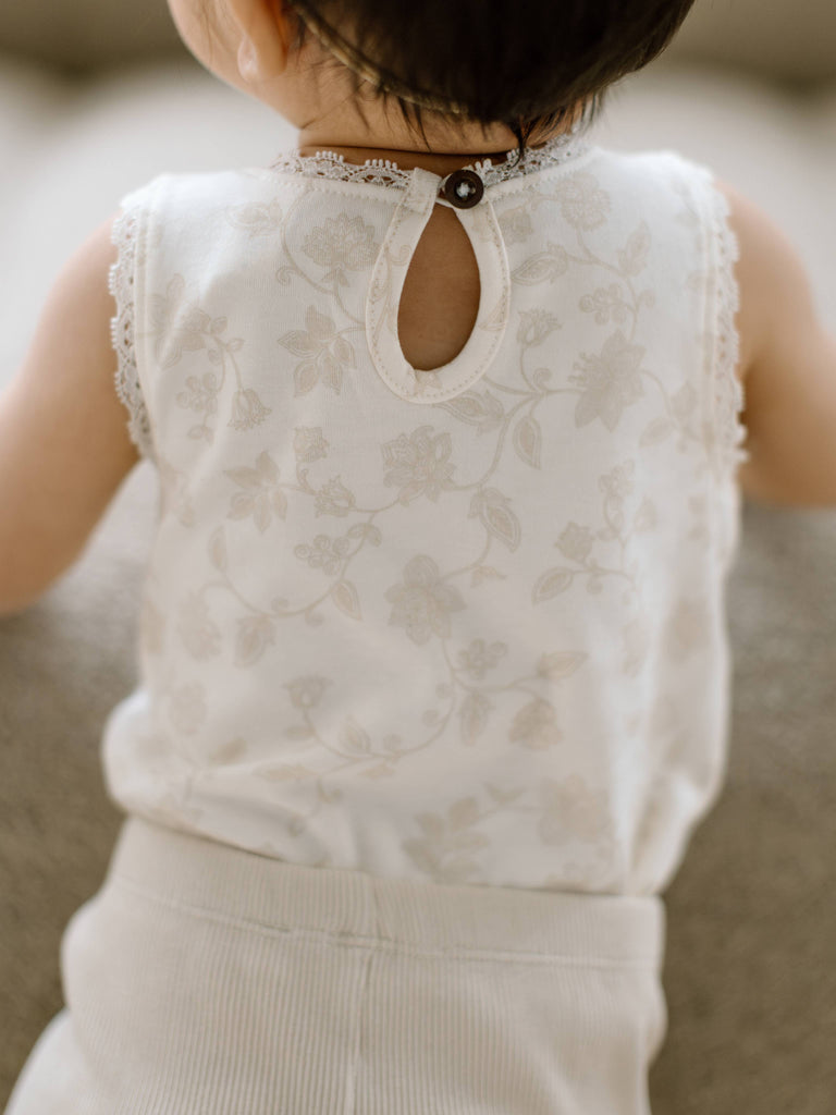 Colored Organics - Organic Baby & Kids Selene Lace Tank - Aria Floral / Beige