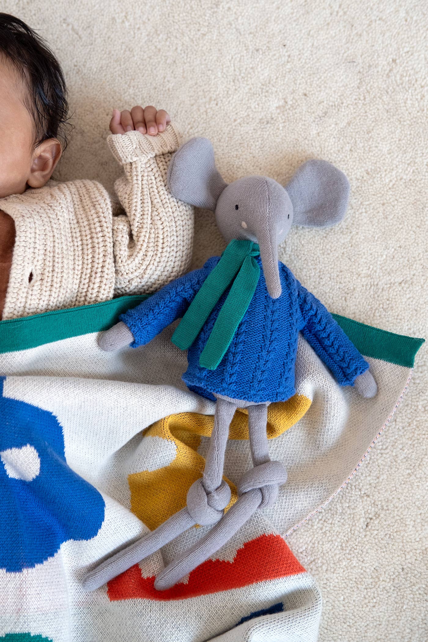 Sophie Home Ltd - Cotton Knit Stuffed Animal Ragdoll: Elephant Cobalt