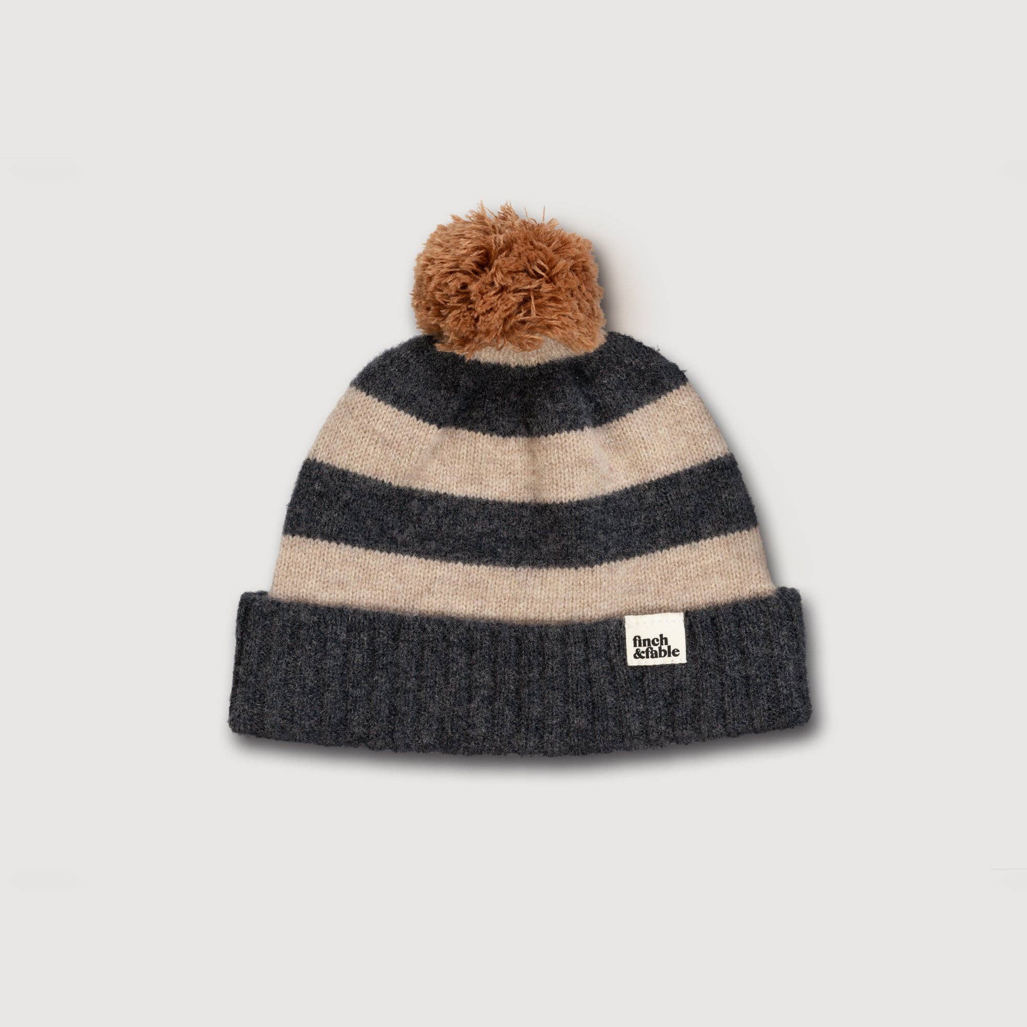 Finch & Fable - Wool Knitted Beanie - Stripe Storm
