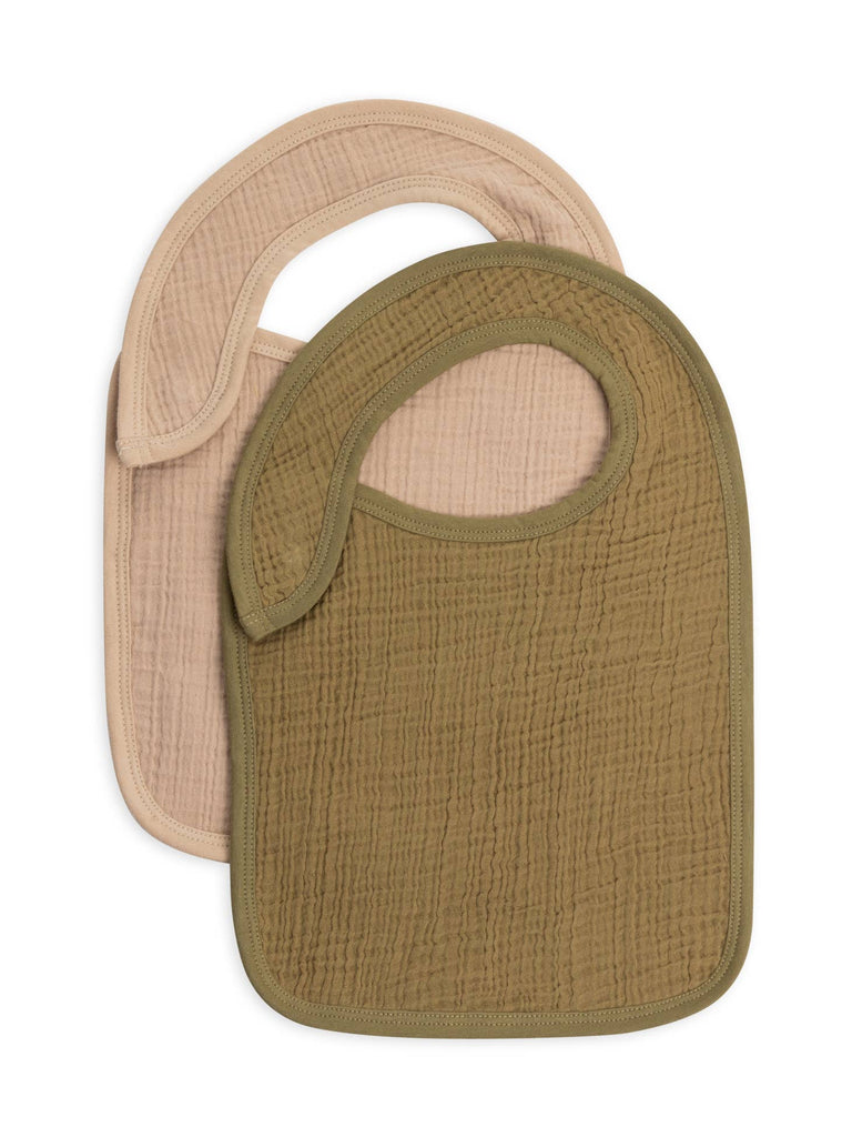 Colored Organic Classic Muslin Bib Set - Herb + Clay