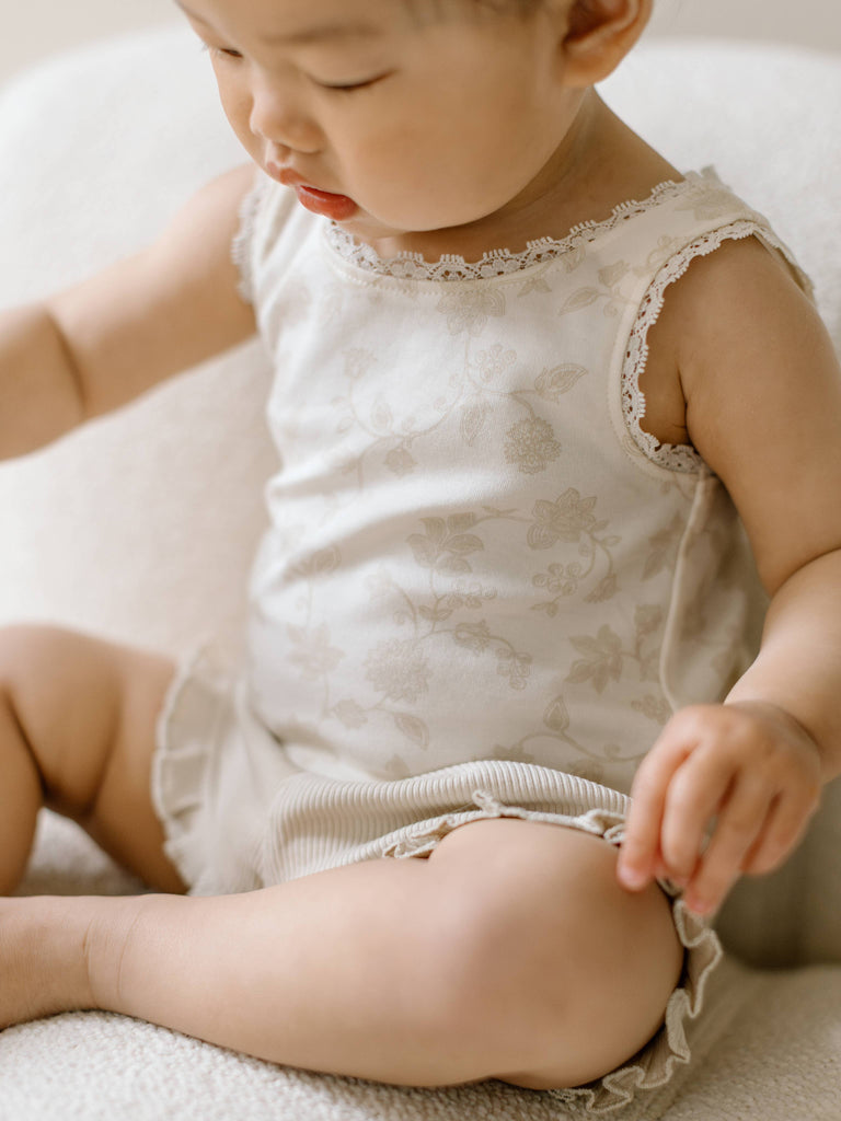 Colored Organics - Organic Baby & Kids Selene Lace Tank - Aria Floral / Beige