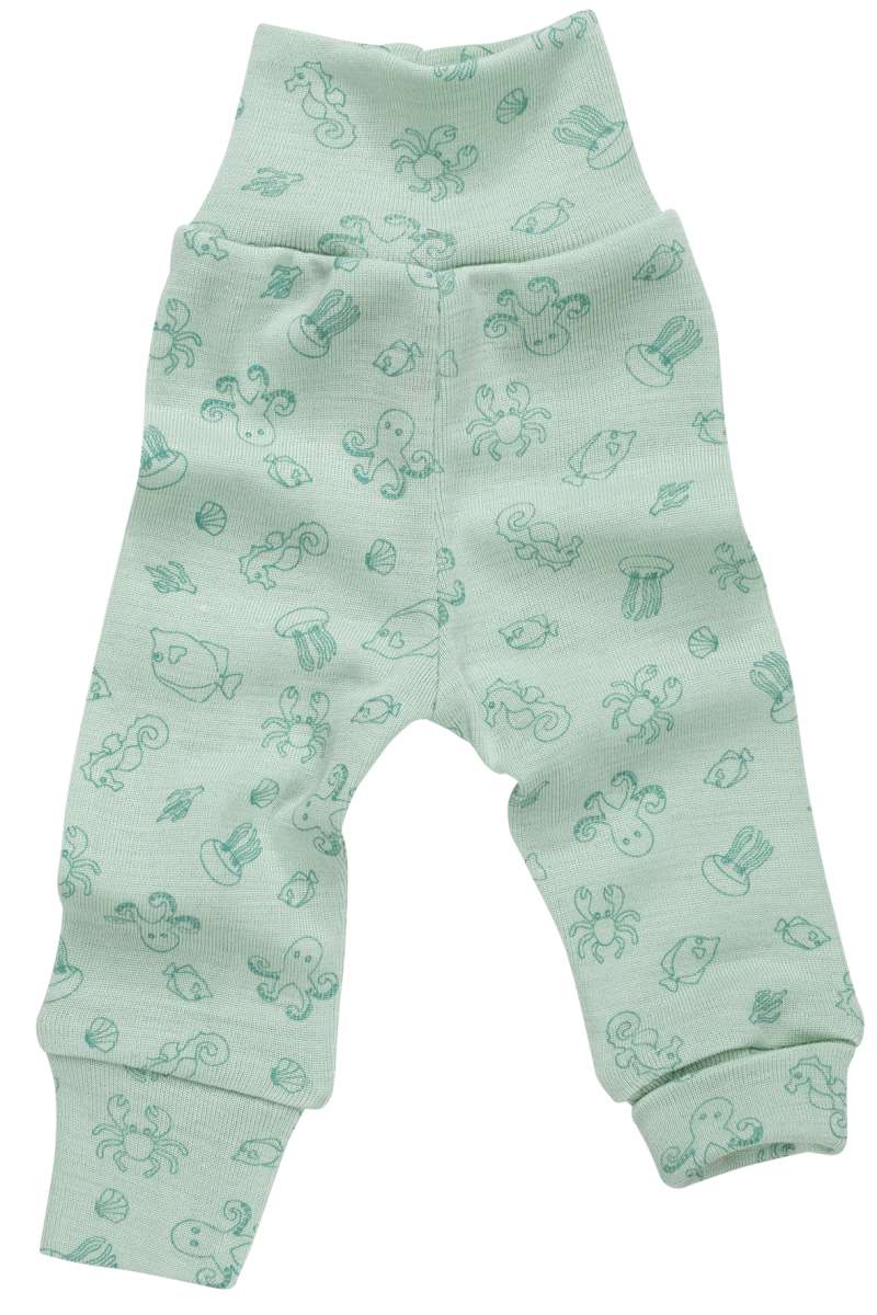 Engel Baby Pants Long with Waistband - Pastel Mint Printed