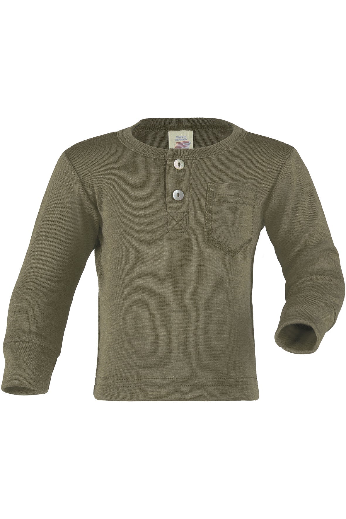 Engel Baby Shirt with Button Tab - Olive