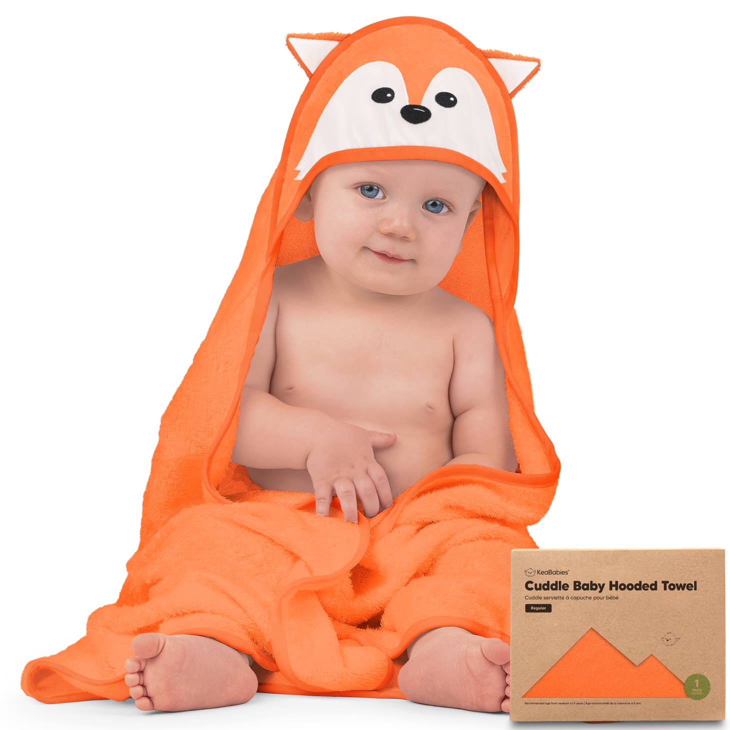 KeaBabies Cuddle Baby Hooded Towel - Fox