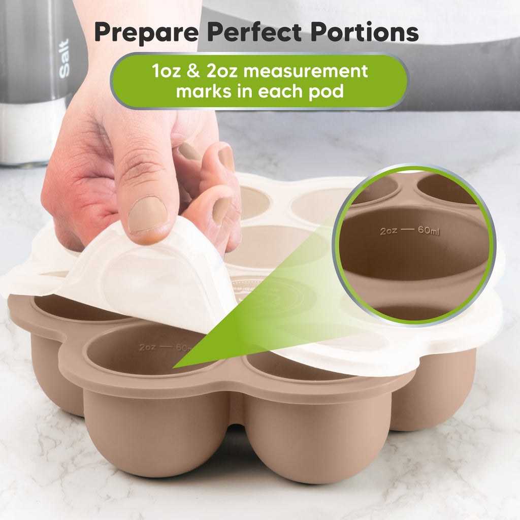 Keababies 2oz x 10 Pods Prep Silicone Baby Food Freezer Tray with Lid