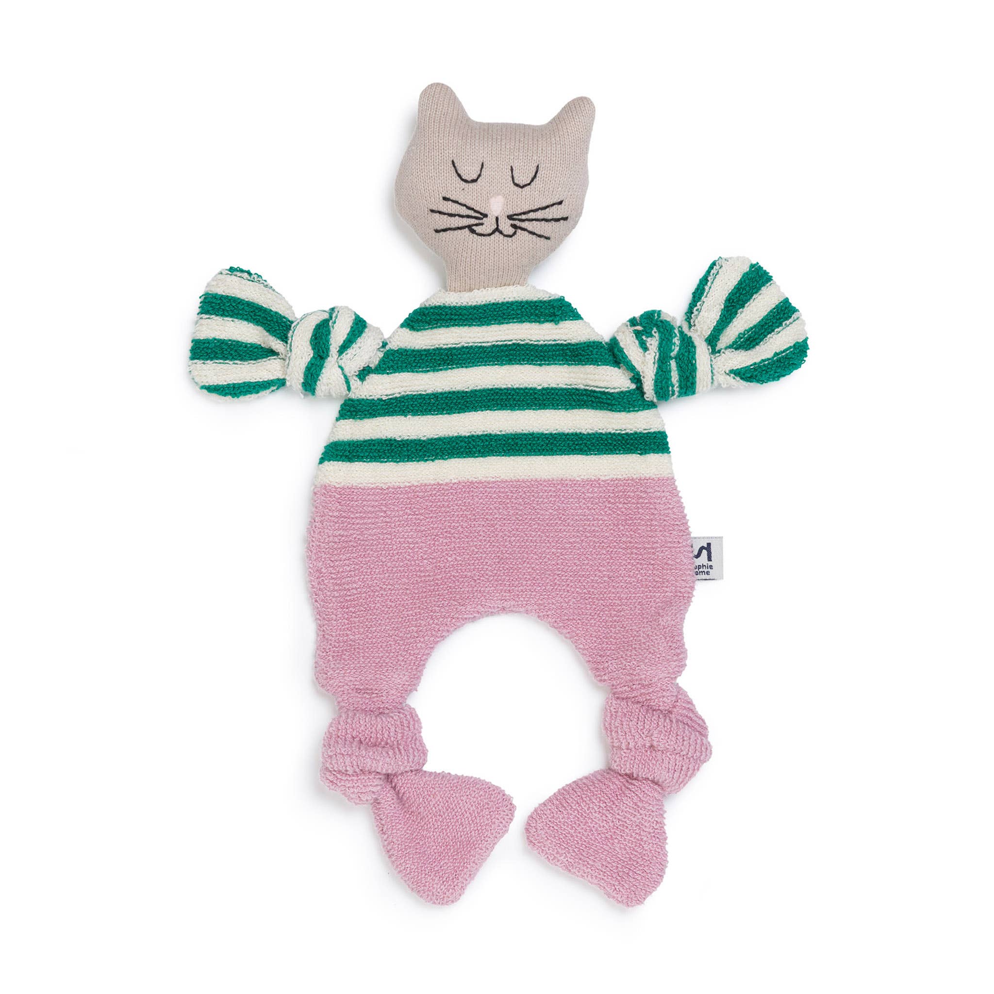 Sophie Home Ltd - Cotton Knit Baby Comforter Cuddle Cloth: Cat Green