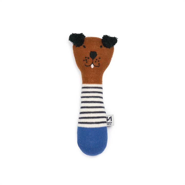 Sophie Home Cotton Knit Baby Rattle - Dog