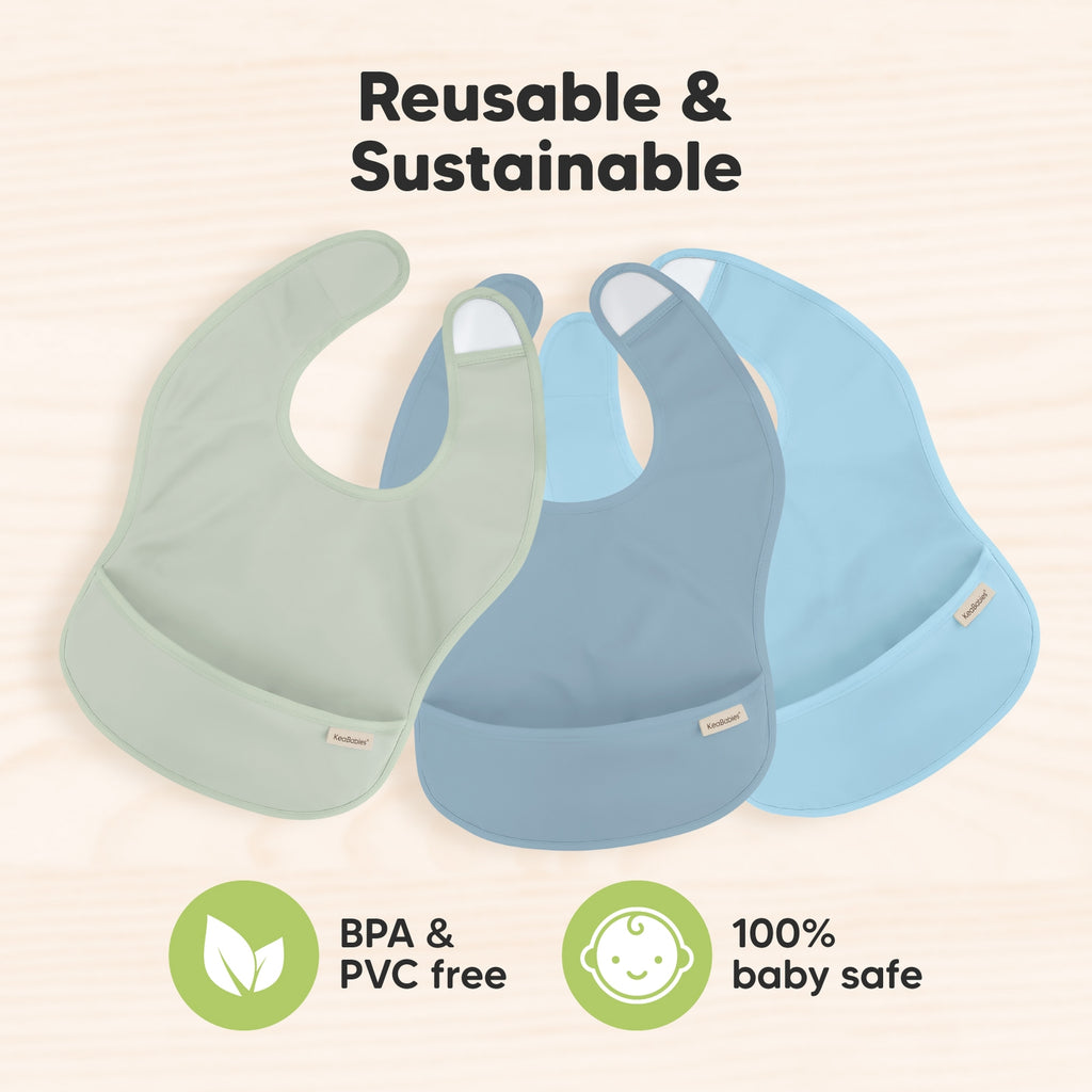 KeaBabie 3-Pack Presto Waterproof Baby Bibs - Ocean