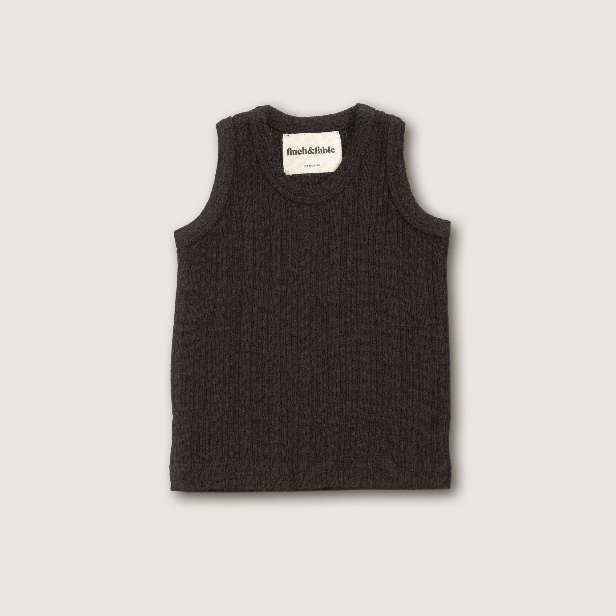 Finch & Fable - Wool Rib Singlet - Storm
