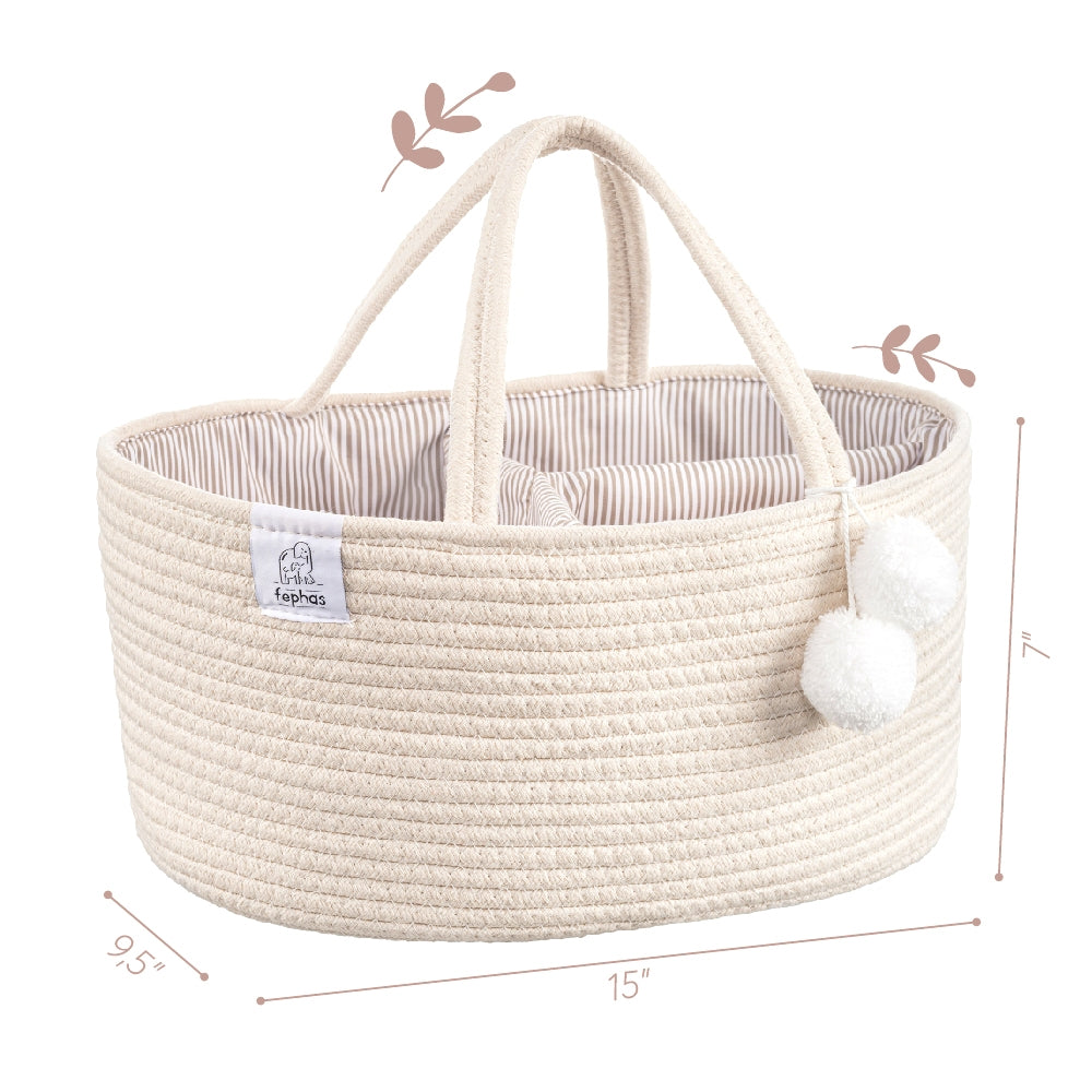 Fephas Rope Diaper Caddy - Beige