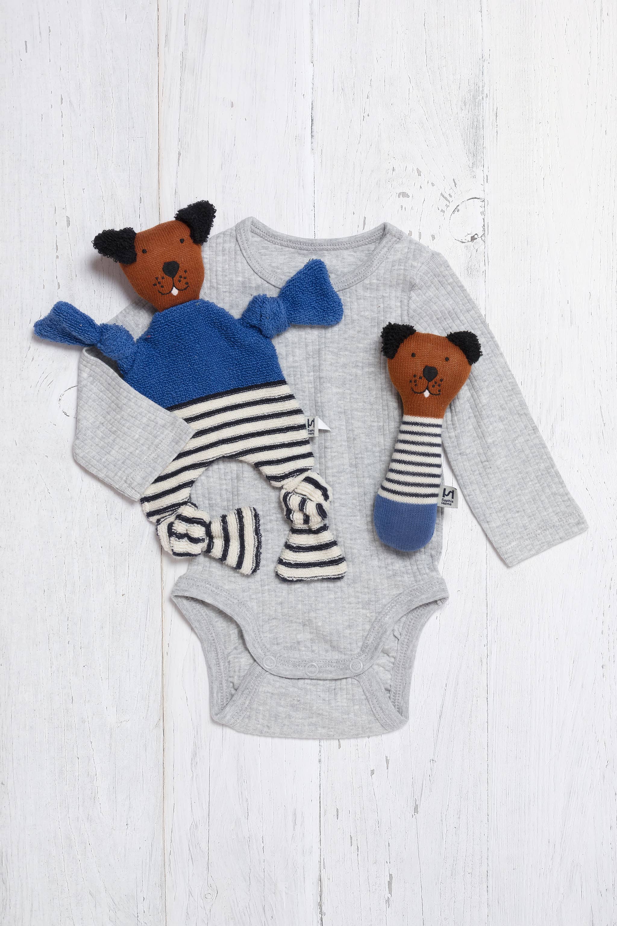 Sophie Home Ltd - Cotton Knit Baby Comforter Cuddle Cloth: Dog Cobalt