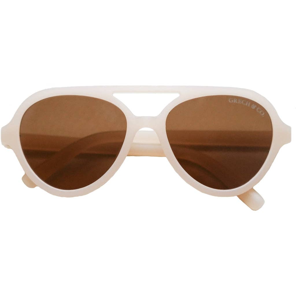 Grech & Co Aviator Polarized Sunglasses - Creamy White