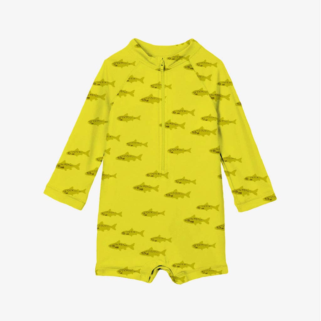 Lewis - Baby Rashguard Suit - Salmon - Chartreuse