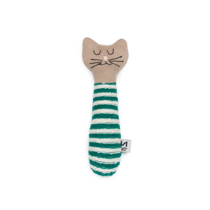 Sophie Home Cotton Knit Baby Rattle- Cat