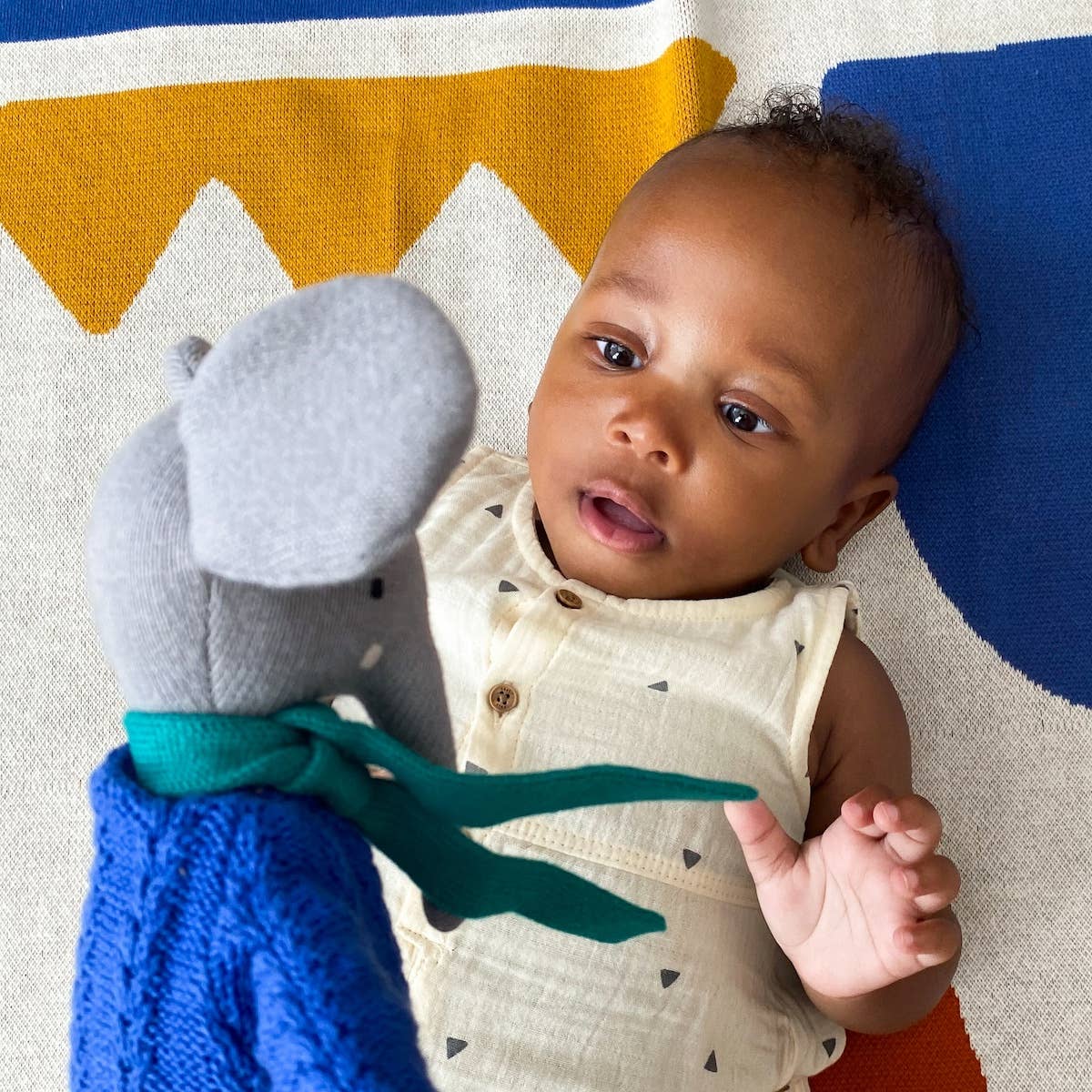 Sophie Home Ltd - Cotton Knit Stuffed Animal Ragdoll: Elephant Cobalt