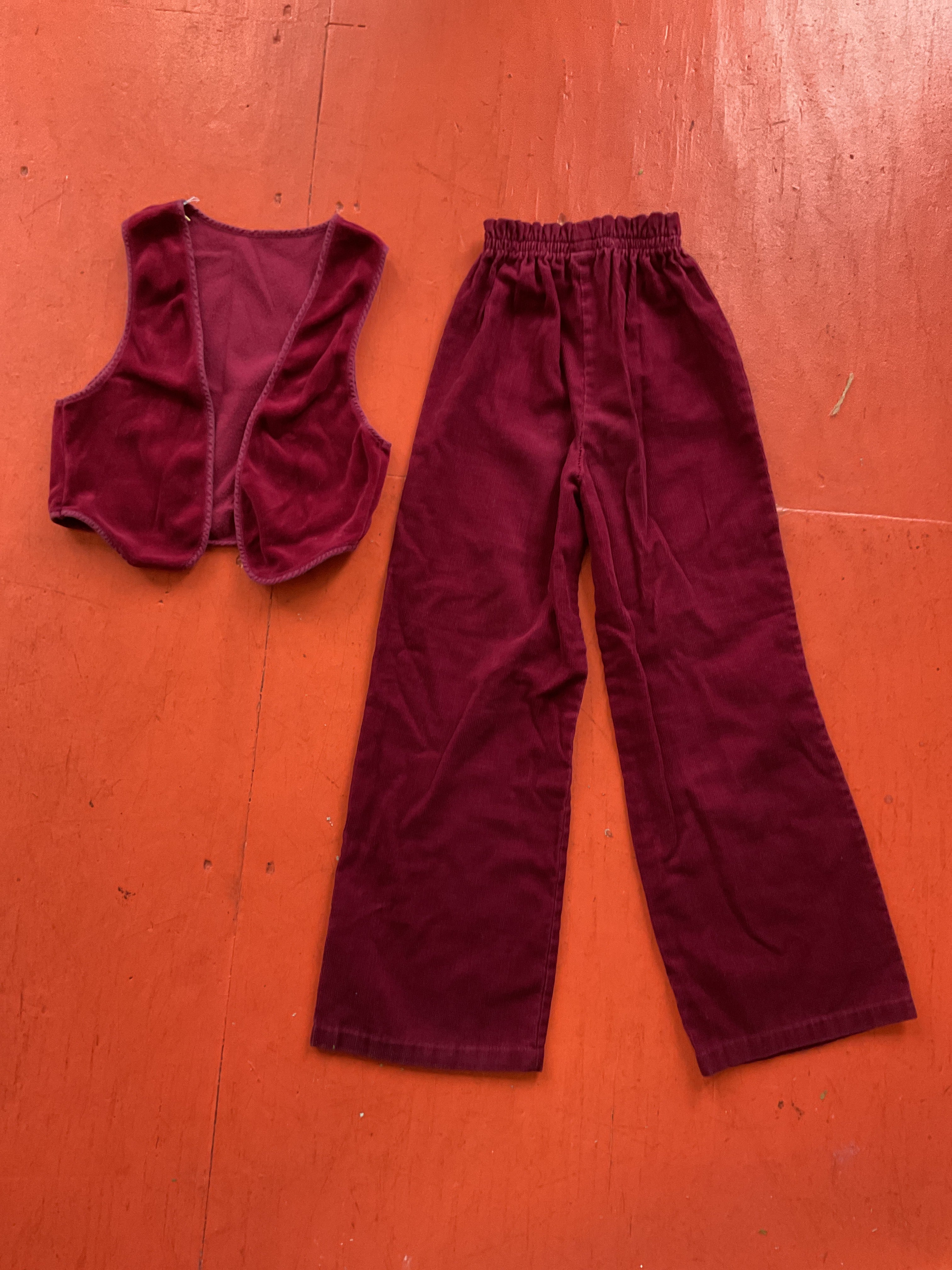 Orphan Darling by Jemima Kirke - Burgundy Pant/Vest Set 70’s