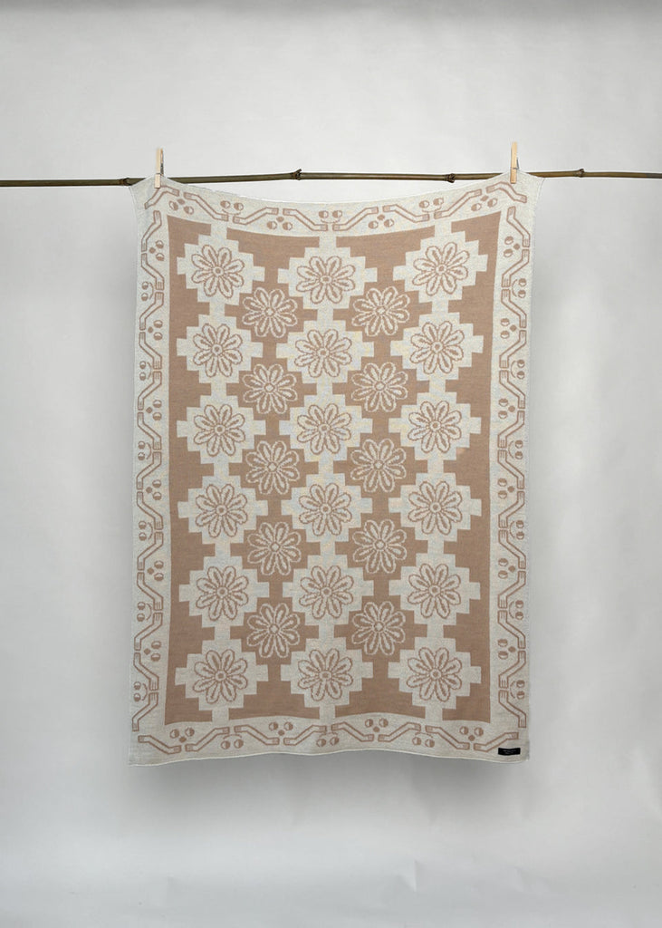 Javiara Varas “Flowering fields” Baby Alpaca Blanket - Natural
