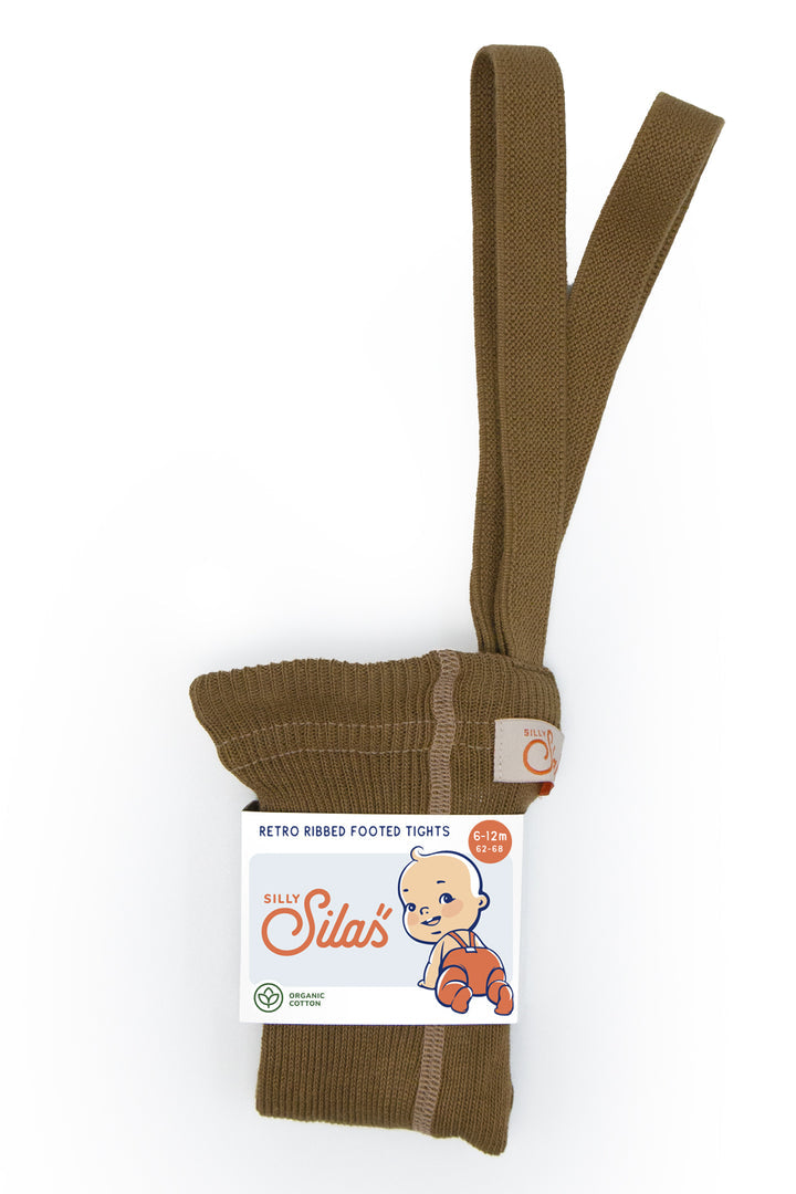 Silly Silas Baby Footed Cotton Tights - Acorn Brown