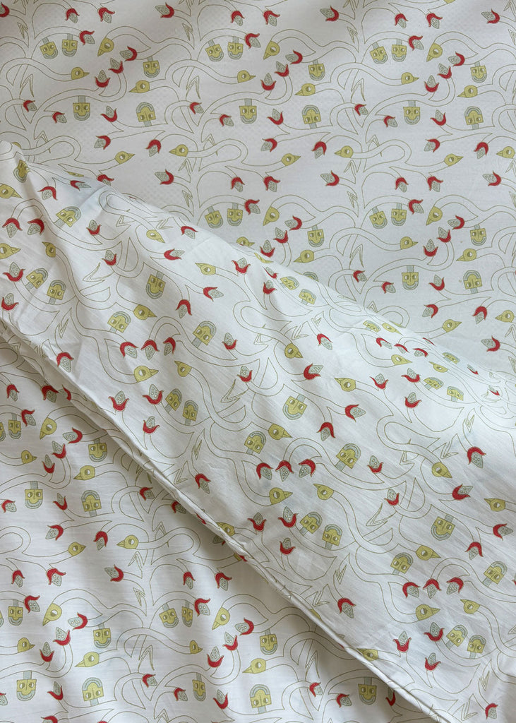 Javiara Varas ORGANIC Crib Duvet Cover - “Bird and Corn”