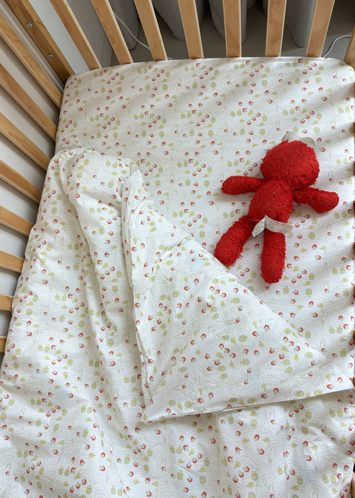 Javiara Varas ORGANIC Crib Duvet Cover - “Bird and Corn”