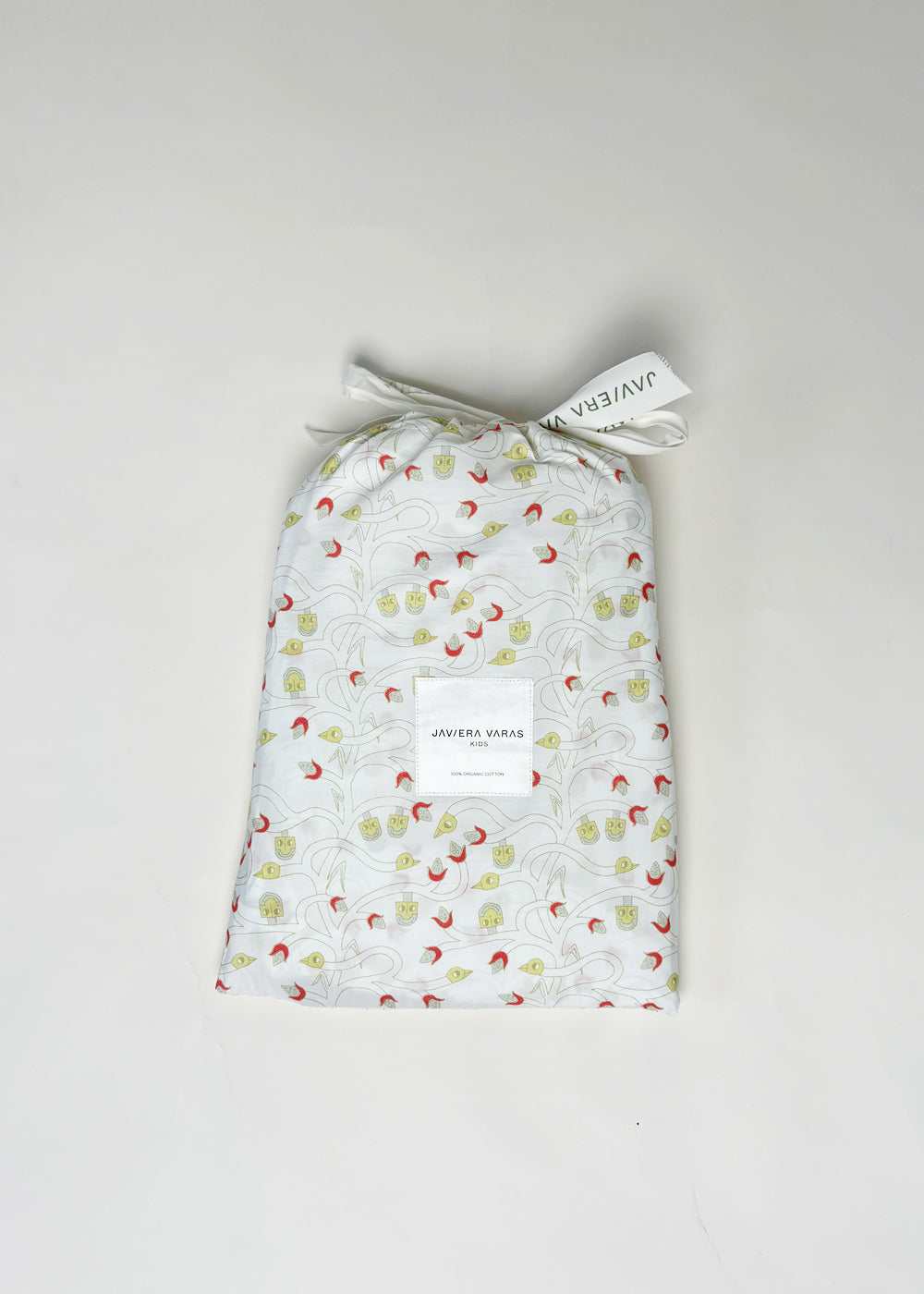 Javiara Varas ORGANIC Crib Fitted Sheet - “Bird and Corn”