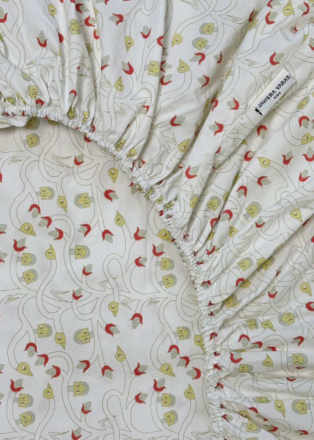 Javiara Varas ORGANIC Crib Fitted Sheet - “Bird and Corn”